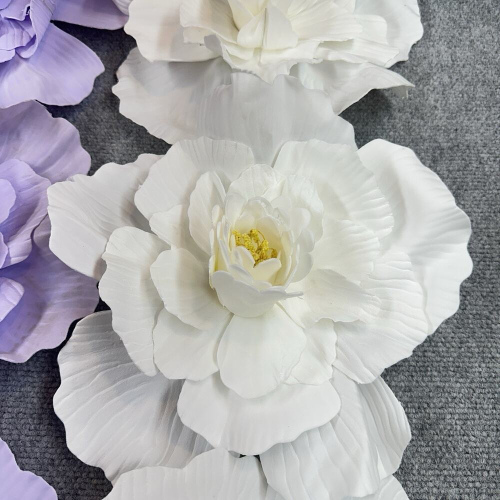 9 - 12” Large Pastel Foam Faux Flowers Peach Lavender White Party Decor Wedding - Picture 4 of 8